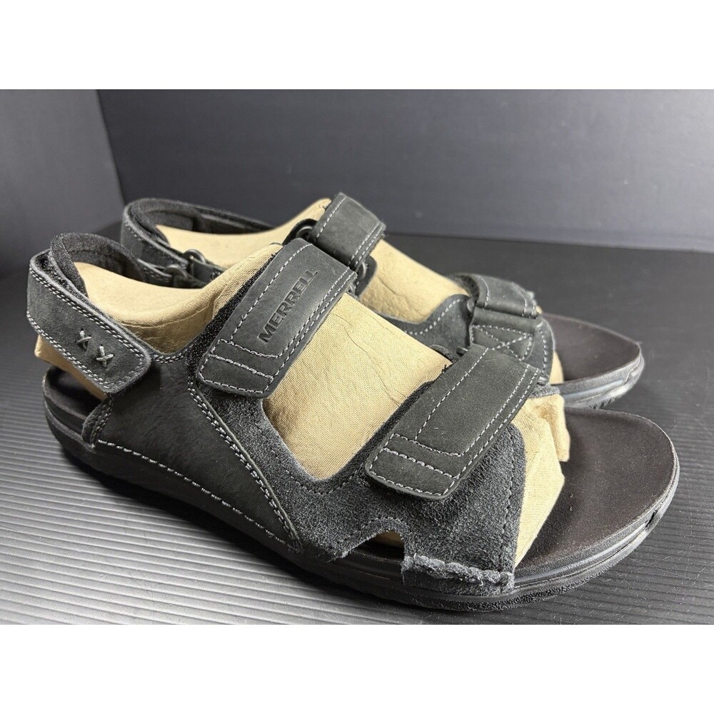 Merrell Bask Duo Black Leather Outdoor Sandals Men's Size 11